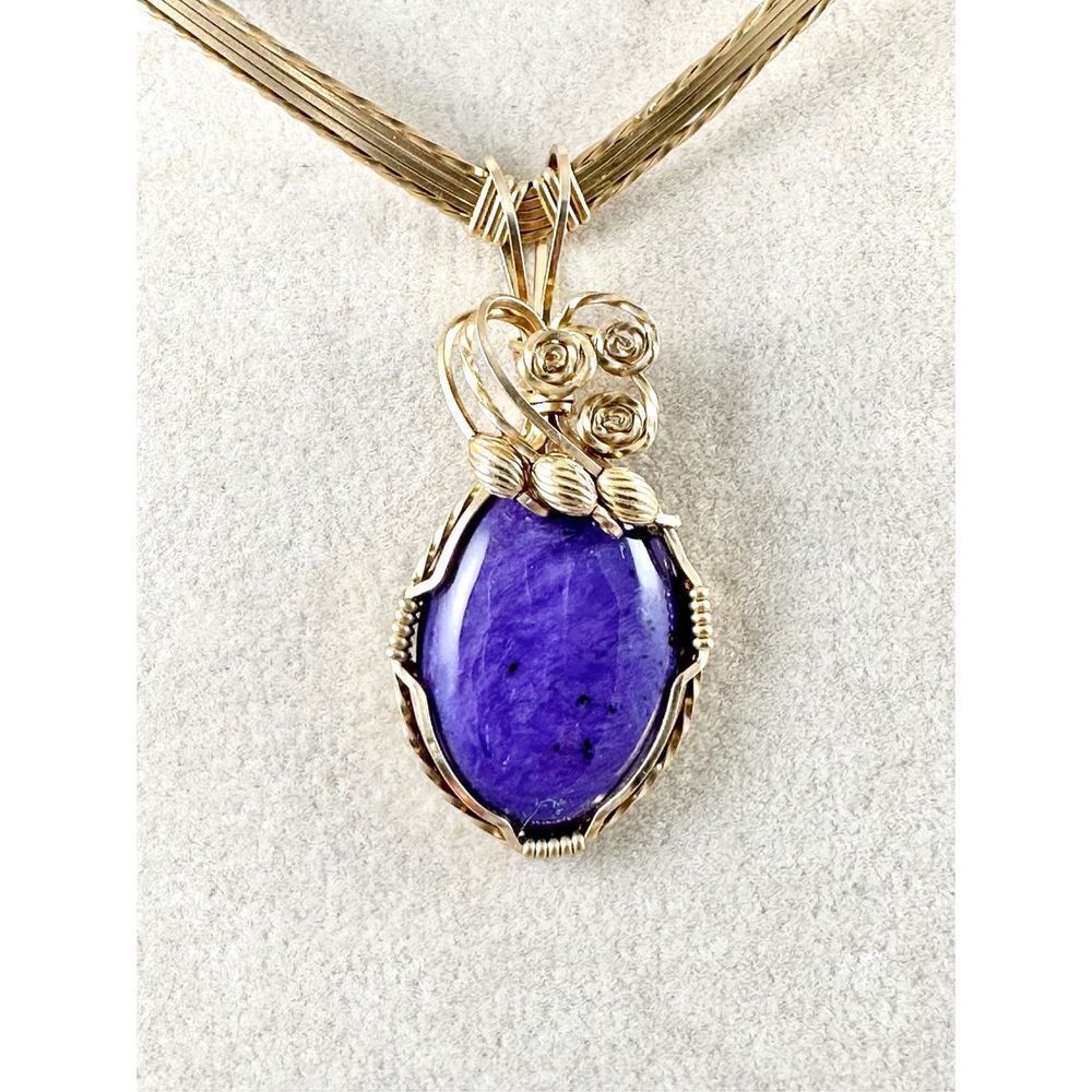 Handmade Purple Charoite 14K Gold Filled Wire Wrapped Pendant
